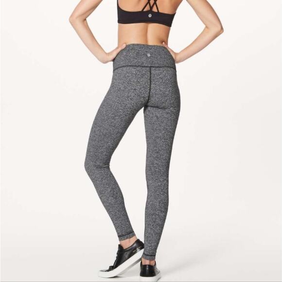Lululemon Heathered Black 28" Wunder Under High Rise Tight Leggings 8 - Picture 2 of 10